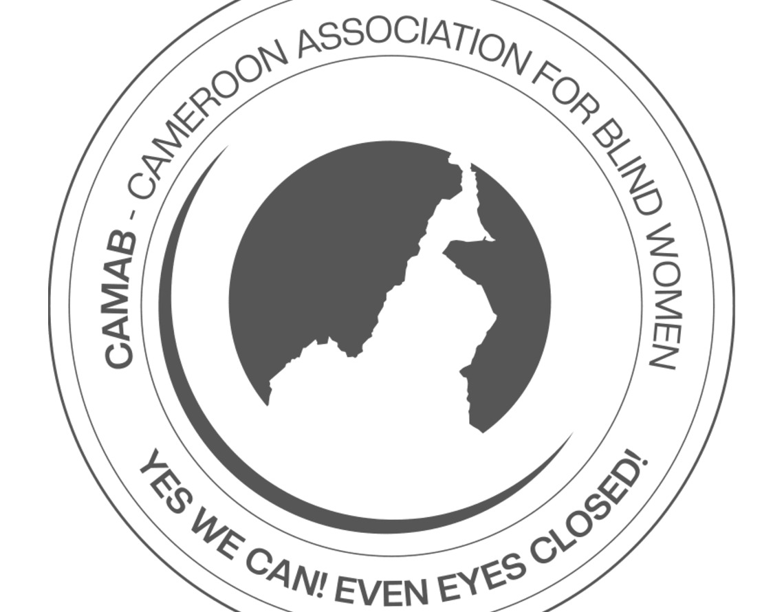 The official CAMAB Women seal, reading Cameroon Association for Blind Women, Yes we can! Even eyes closed!